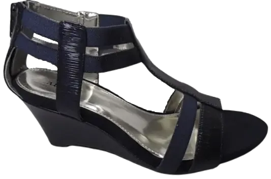 Alfani Womens A35 Maribeth T-Strap Elastic Wedge Sandals Twilight Texture
