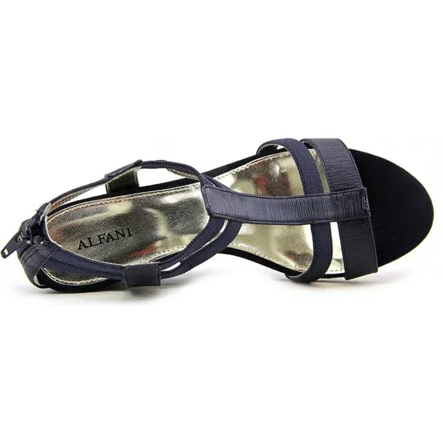 Alfani Womens A35 Maribeth T-Strap Elastic Wedge Sandals Twilight Texture