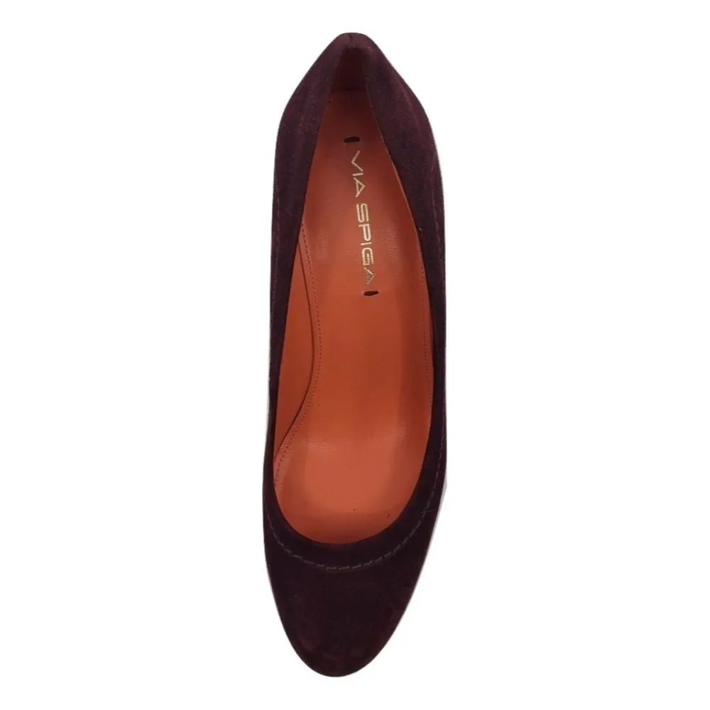 Amelia Bark Suede Via Spiga Wedge Pumps