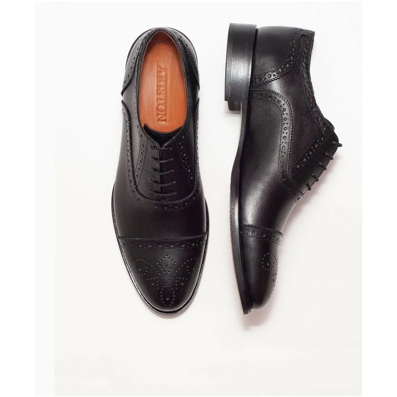 Ariston Boys Black Lace-up Oxford Leather Dress Shoes