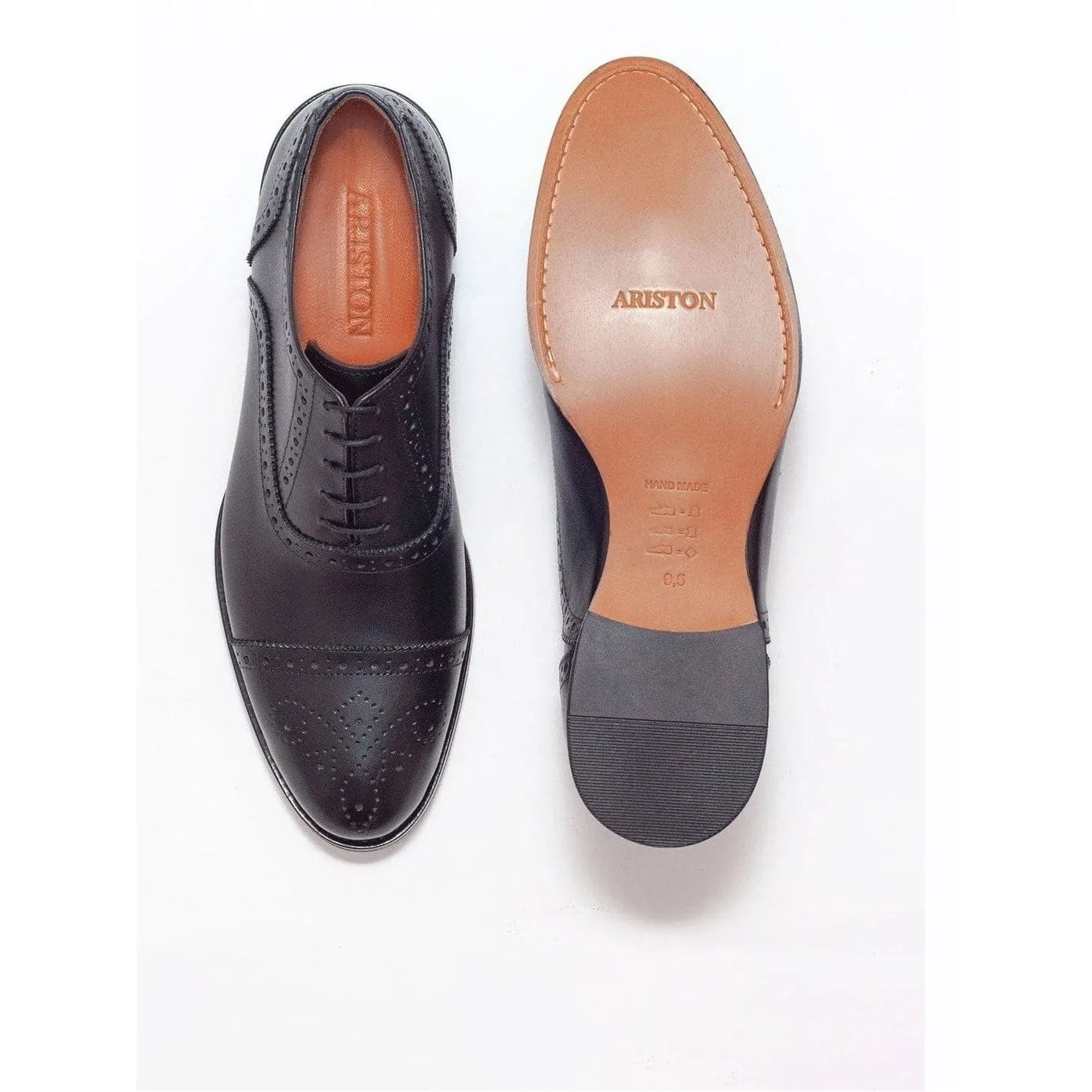 Ariston Boys Black Lace-up Oxford Leather Dress Shoes