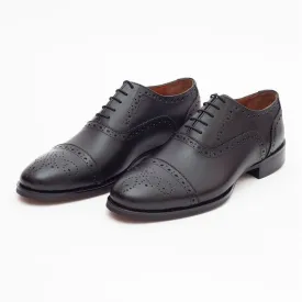 Ariston Boys Black Lace-up Oxford Leather Dress Shoes