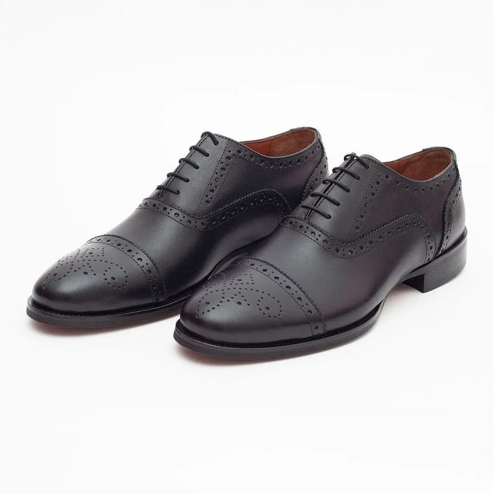 Ariston Boys Black Lace-up Oxford Leather Dress Shoes