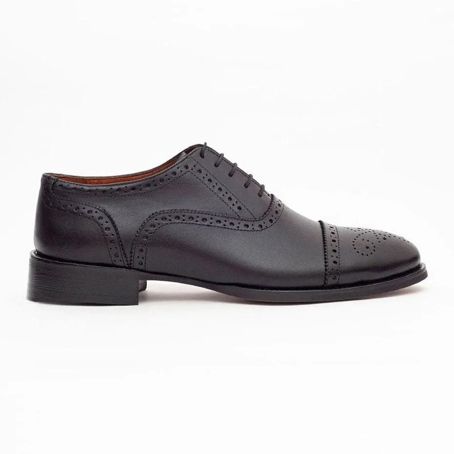 Ariston Boys Black Lace-up Oxford Leather Dress Shoes