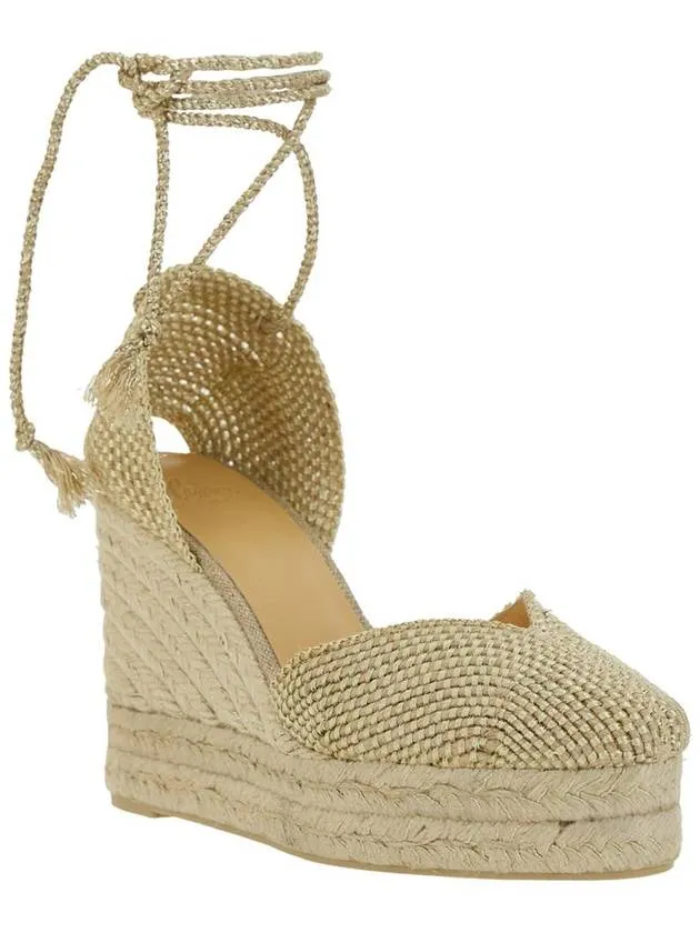 'Cora' Beige Wedges With Lace-Up Closure In Fabric Woman
