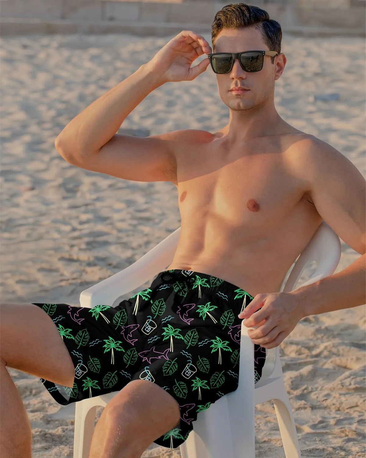 Cozople Mens Swimming Trunks with Compression Liner Swim Shorts 7 inch Quick Dry Bathing Suit Anti Chafe Boardshorts