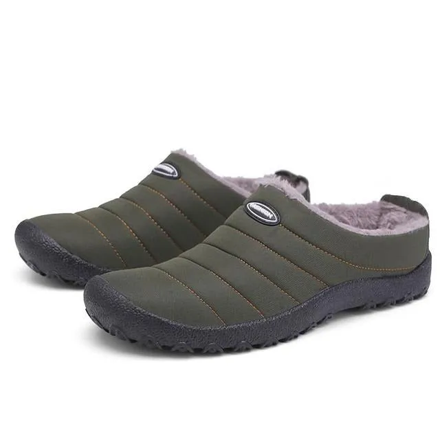 Cuzcare Fur Slippers For Men Waterproof Indoor And Outdoor Winter Slides