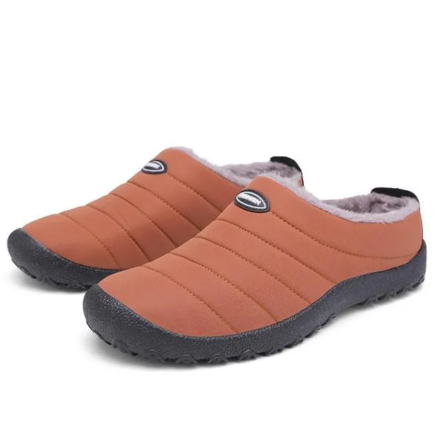 Cuzcare Fur Slippers For Men Waterproof Indoor And Outdoor Winter Slides