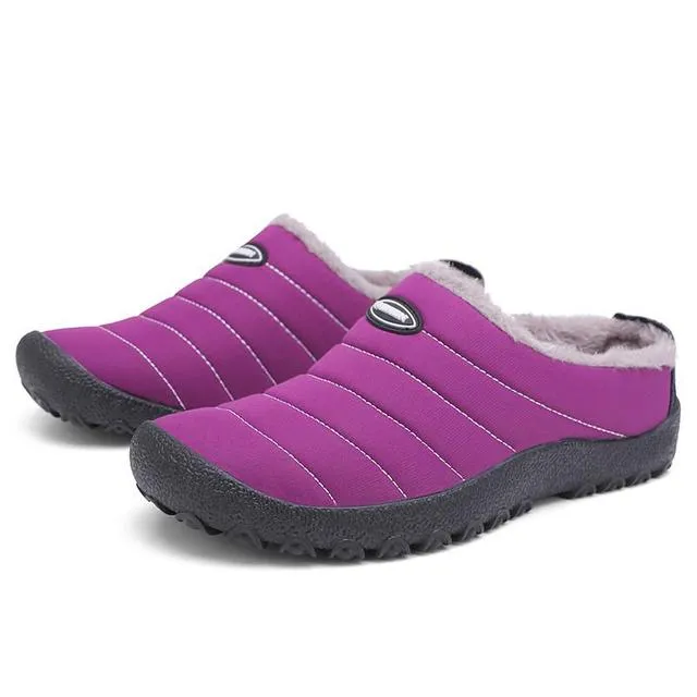Cuzcare Fur Slippers For Men Waterproof Indoor And Outdoor Winter Slides