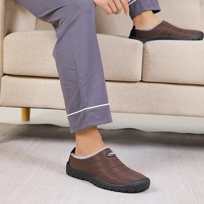 Cuzcare Fur Slippers For Men Waterproof Indoor And Outdoor Winter Slides