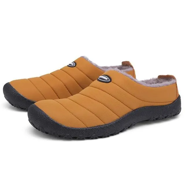 Cuzcare Fur Slippers For Men Waterproof Indoor And Outdoor Winter Slides