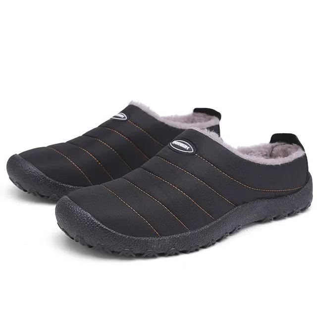 Cuzcare Fur Slippers For Men Waterproof Indoor And Outdoor Winter Slides