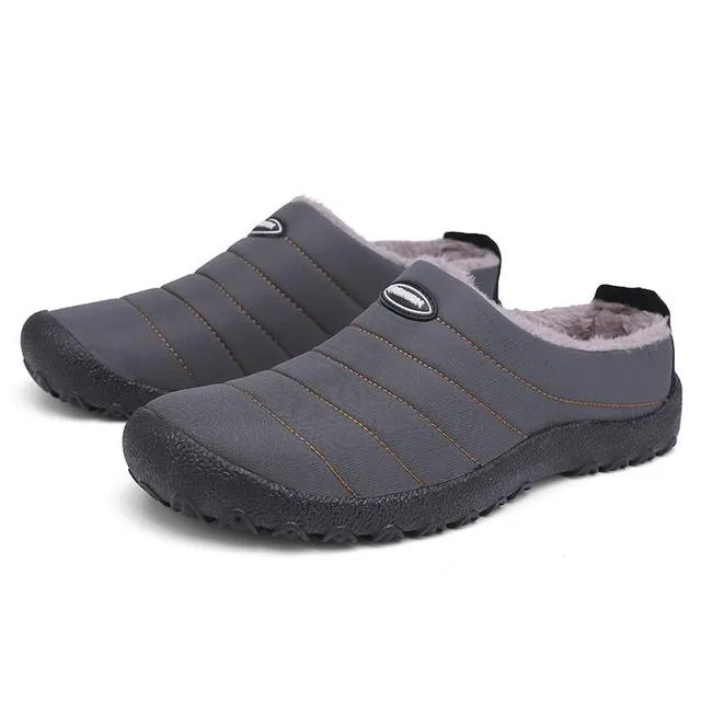 Cuzcare Fur Slippers For Men Waterproof Indoor And Outdoor Winter Slides