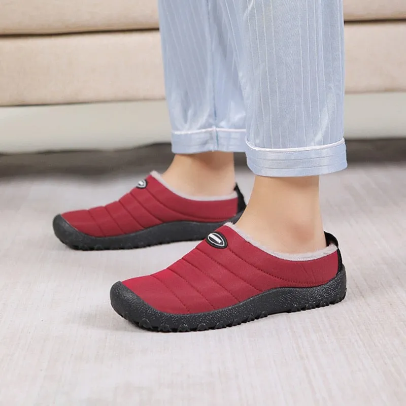 Cuzcare Fur Slippers For Men Waterproof Indoor And Outdoor Winter Slides
