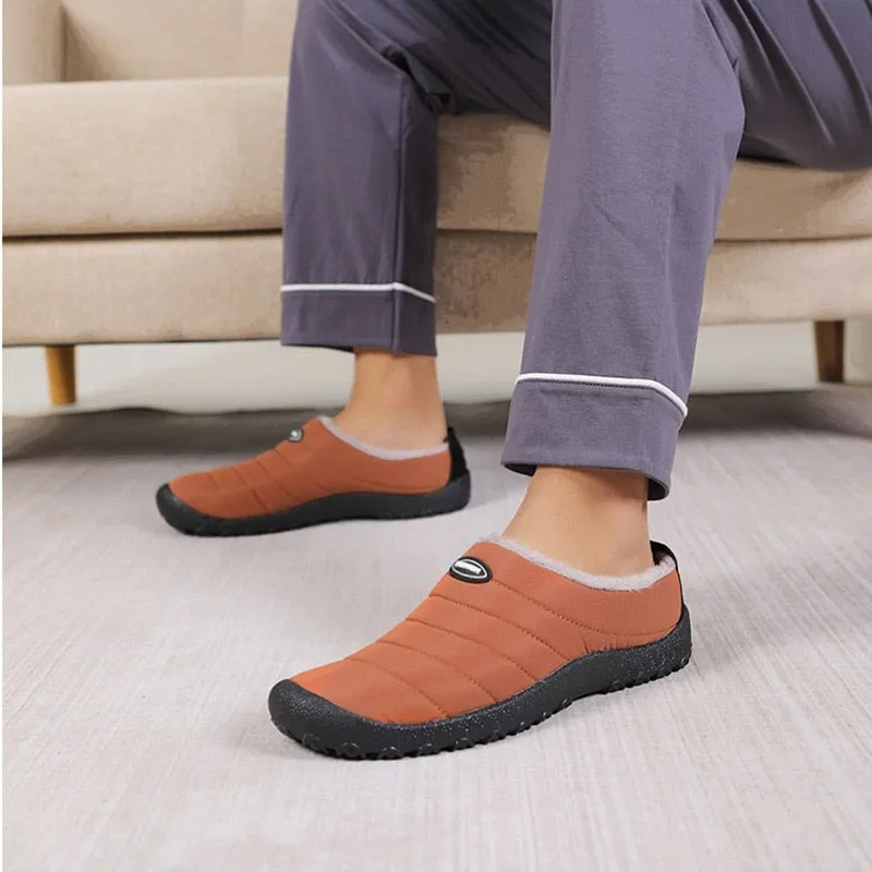 Cuzcare Fur Slippers For Men Waterproof Indoor And Outdoor Winter Slides