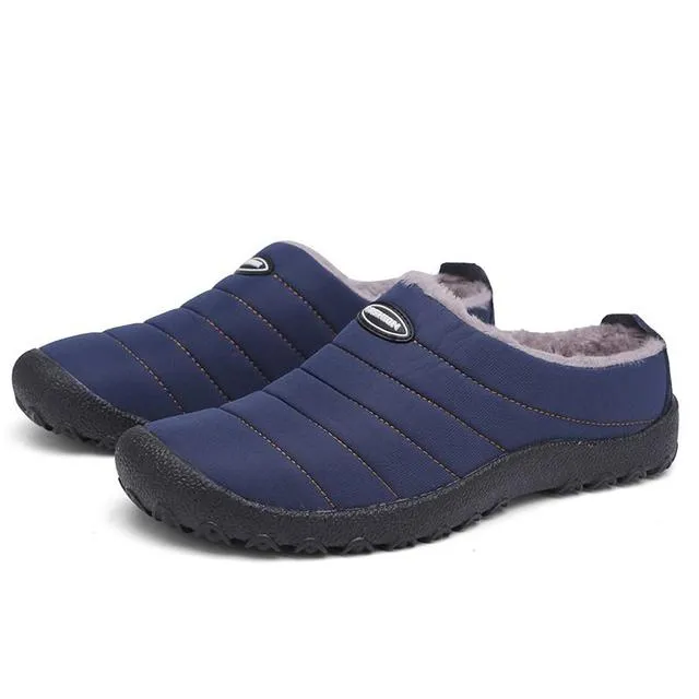 Cuzcare Fur Slippers For Men Waterproof Indoor And Outdoor Winter Slides