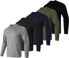 Facitisu Men Long Sleeve T Shirts Pack Quick Dry Athletic Running Activewear Workout Performance Tee Shirts