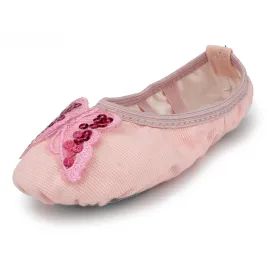 Girls Soft Canvas Butterfly Dance Slipper Ballet Shoe