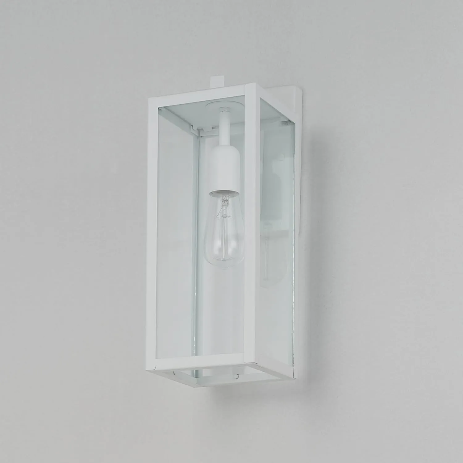 GLOBE Electric 44836 Bowery 1-Light Outdoor Indoor Wall Sconce, Matte White, Clear Glass Shade