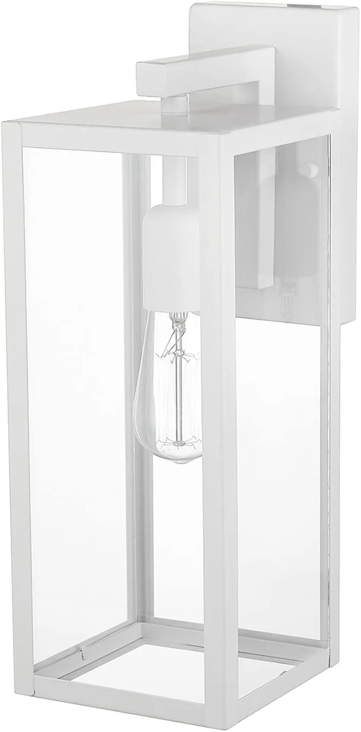 GLOBE Electric 44836 Bowery 1-Light Outdoor Indoor Wall Sconce, Matte White, Clear Glass Shade