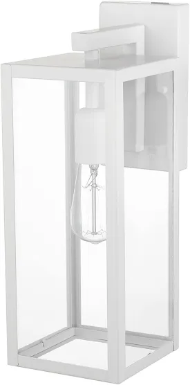 GLOBE Electric 44836 Bowery 1-Light Outdoor Indoor Wall Sconce, Matte White, Clear Glass Shade