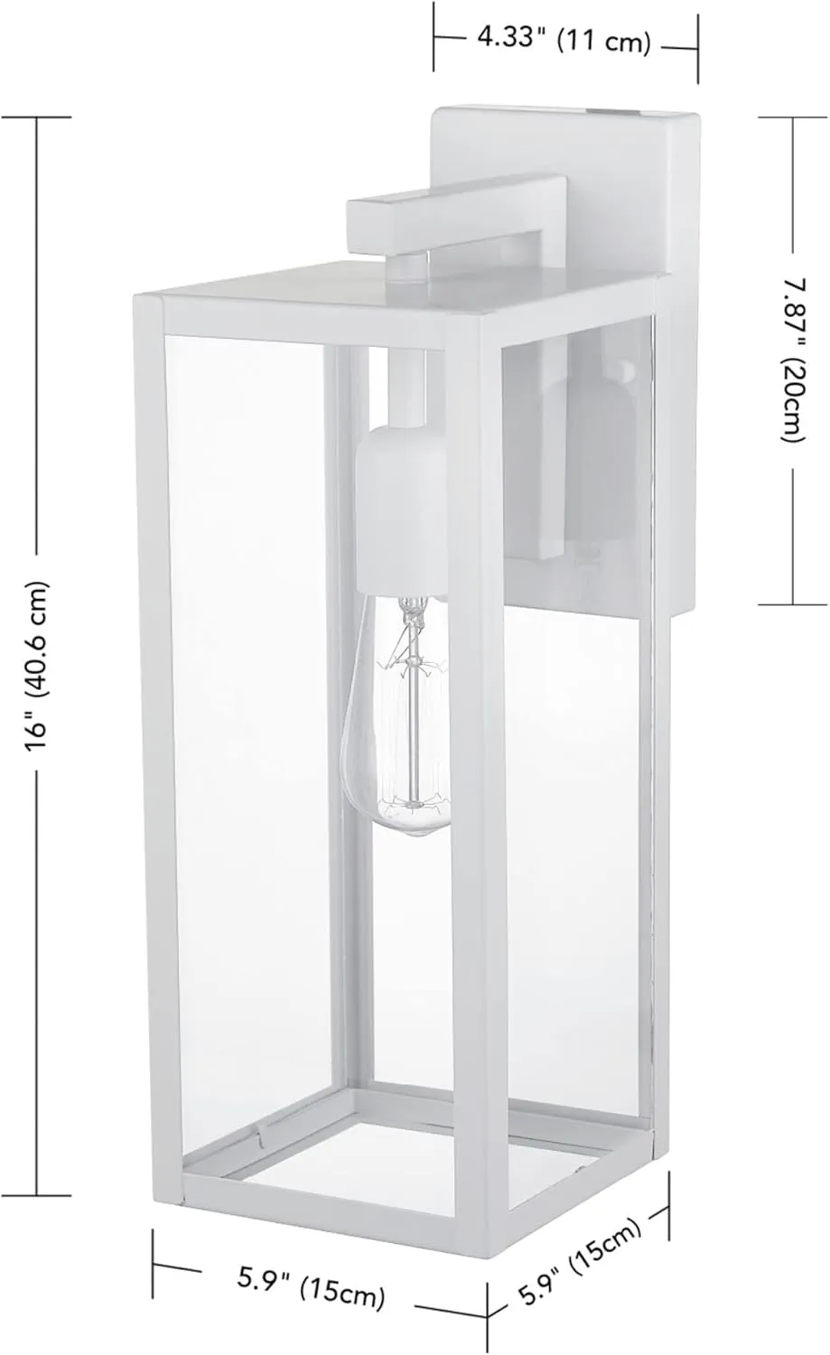 GLOBE Electric 44836 Bowery 1-Light Outdoor Indoor Wall Sconce, Matte White, Clear Glass Shade