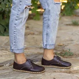 Handmade Barefoot Leather Shoes Bitter Brown for Women
