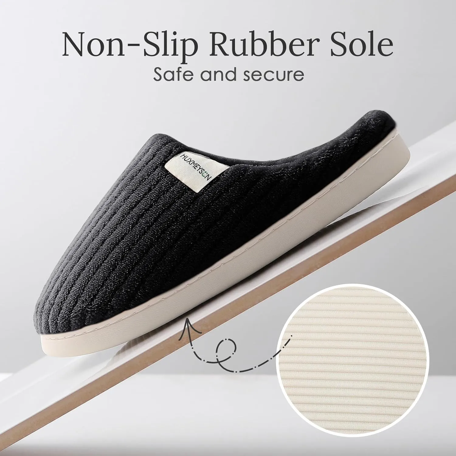 HUXMEYSON Slippers for Women, Warm Memory Foam Comfy House Slippers with Anti-Skid Rubber Sole for Indoor and Outdoor