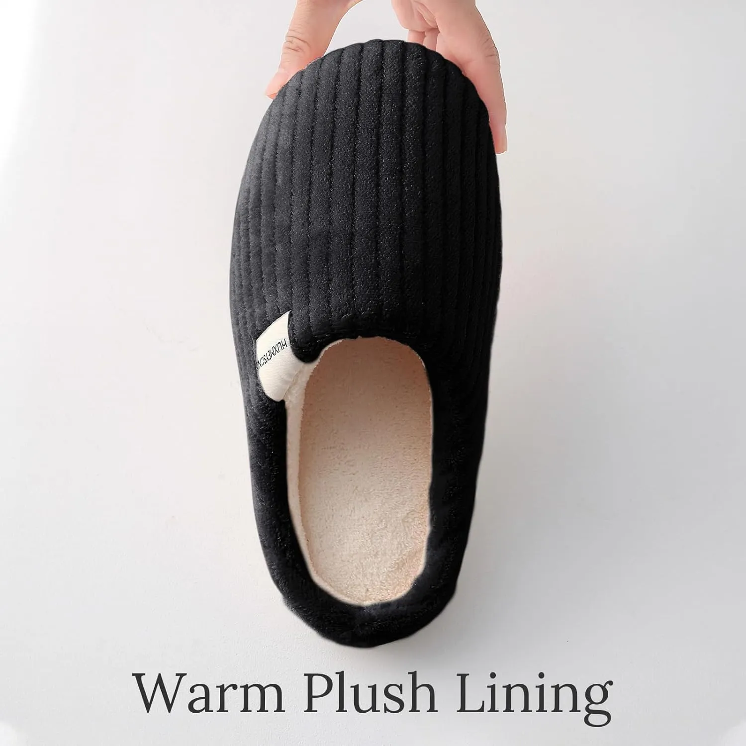 HUXMEYSON Slippers for Women, Warm Memory Foam Comfy House Slippers with Anti-Skid Rubber Sole for Indoor and Outdoor