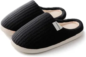 HUXMEYSON Slippers for Women, Warm Memory Foam Comfy House Slippers with Anti-Skid Rubber Sole for Indoor and Outdoor