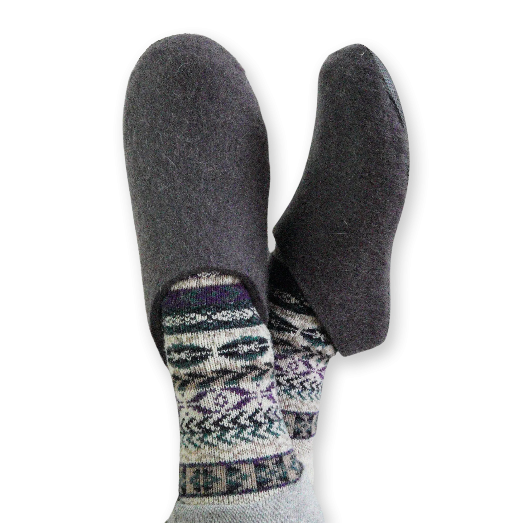 Lahtiset Felt Slippers w/ Rubber Sole, Dark Grey