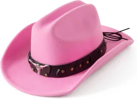 Lanzom Cowboy Hat for Women and Men with Shapeable Wide Brim Felt Western Hats for Cowboys and Cowgirls