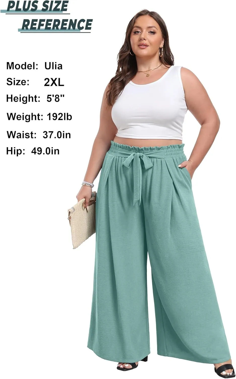 Lepunuo Wide Leg Pants for Women High Waisted Palazzo Pants Work Casual Flowy Tie Knot Trousers with Pockets