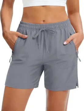 MAGCOMSEN Women's 5" Hiking Shorts UPF 50  Quick Dry Lightweight Athletic Running Golf Summer Casual Shorts with Pockets