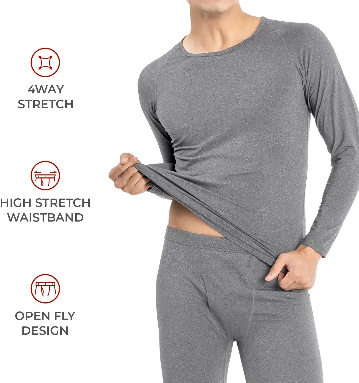 MAXHEAT Mens Thermal Underwear Long Johns Set with Fleece Lined