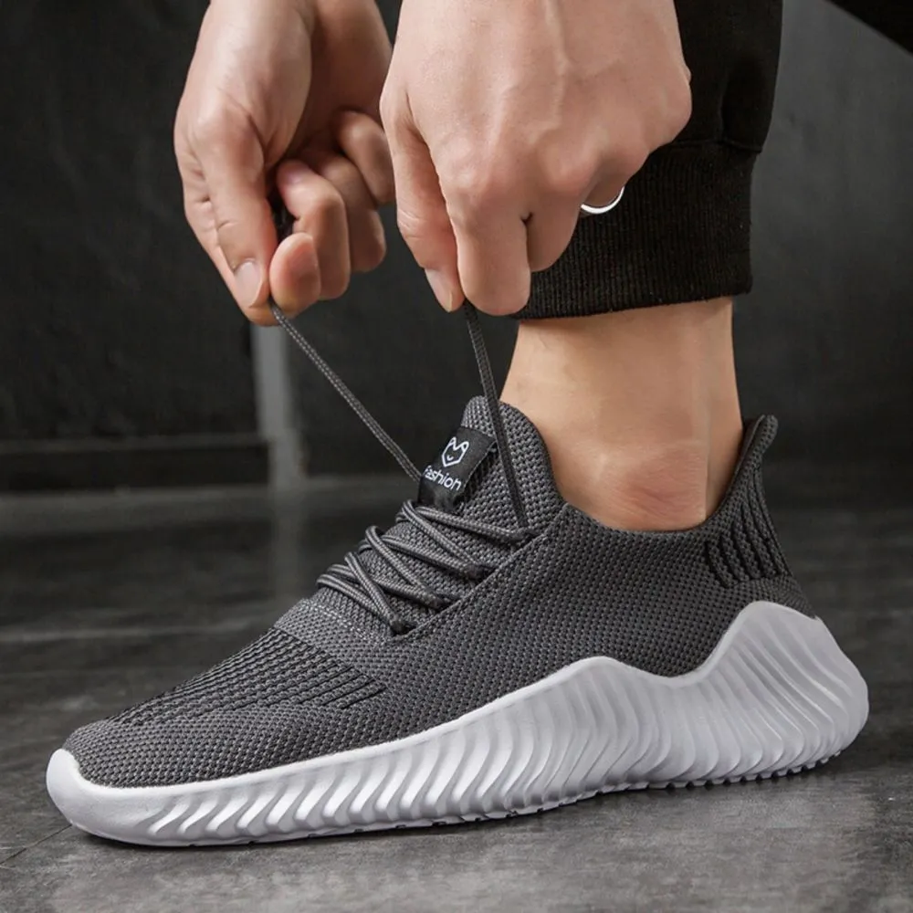 Men’s Sneakers Outdoor Road Shoes Breathable Lightweight Non-Slip - Grey Size US10.5 = EU45