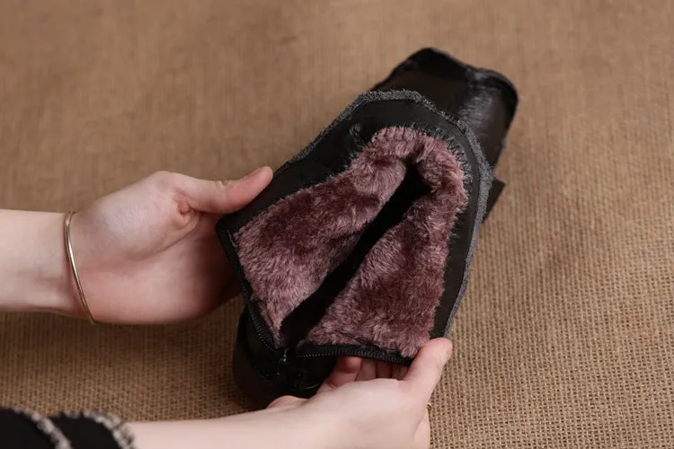 New autumn and winter first layer leather flat-bottom soft-soled booties