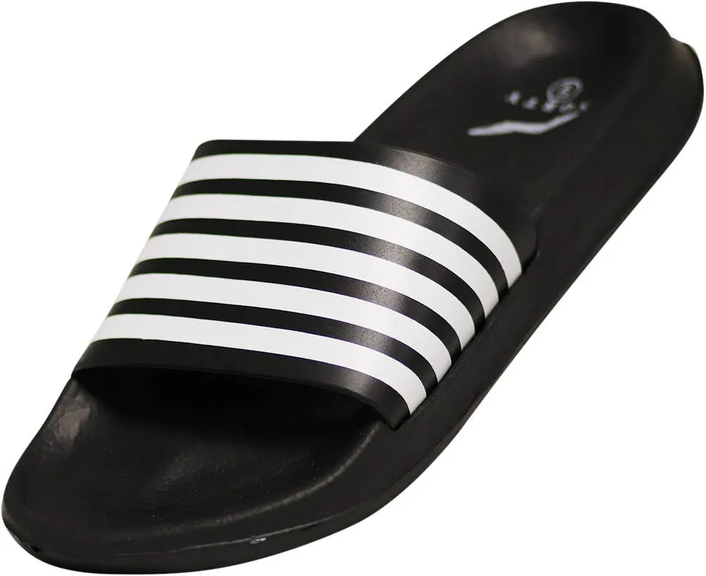 Norty MEN'S 8-13 SLIDE SANDAL BLACK STRIPE   11526