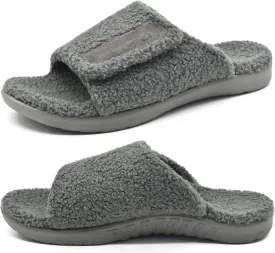 ONCAI Mens House Slippers with Arch SupportFur Slides with Orthopedic for Plantar Fasciitis Wide Footbed and Adjustable Straps Size 7.5-15