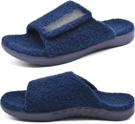 ONCAI Mens House Slippers with Arch SupportFur Slides with Orthopedic for Plantar Fasciitis Wide Footbed and Adjustable Straps Size 7.5-15