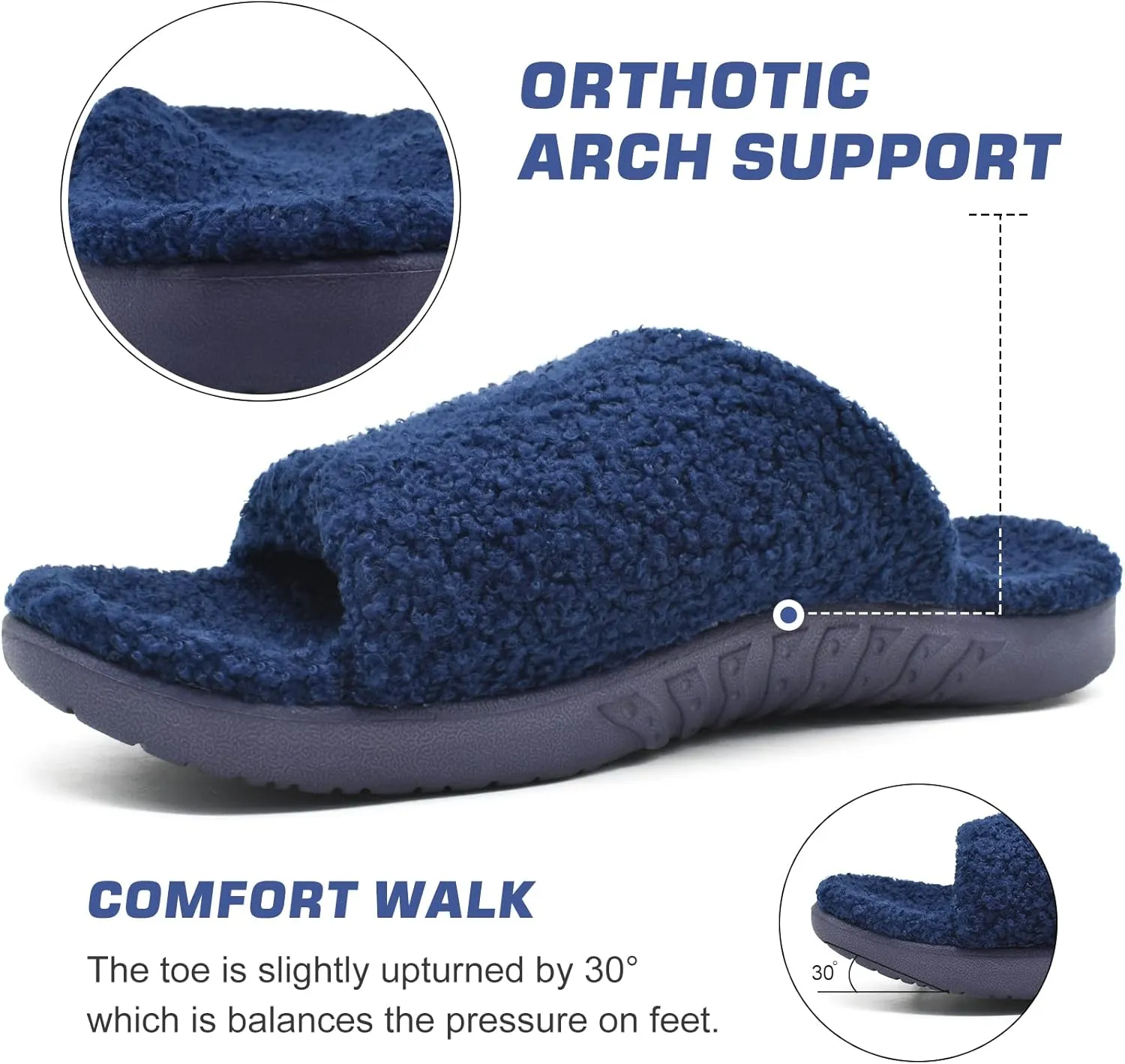 ONCAI Mens House Slippers with Arch SupportFur Slides with Orthopedic for Plantar Fasciitis Wide Footbed and Adjustable Straps Size 7.5-15