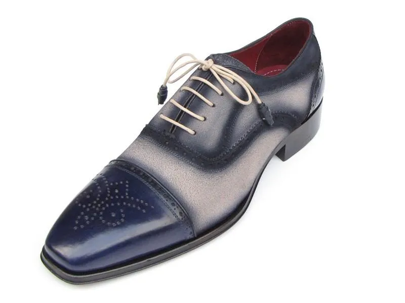 Paul Parkman Captoe Oxfords - Navy / Beige