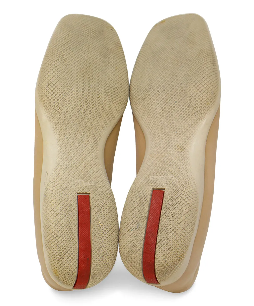 Prada Sport Tan Leather Flats sz 10
