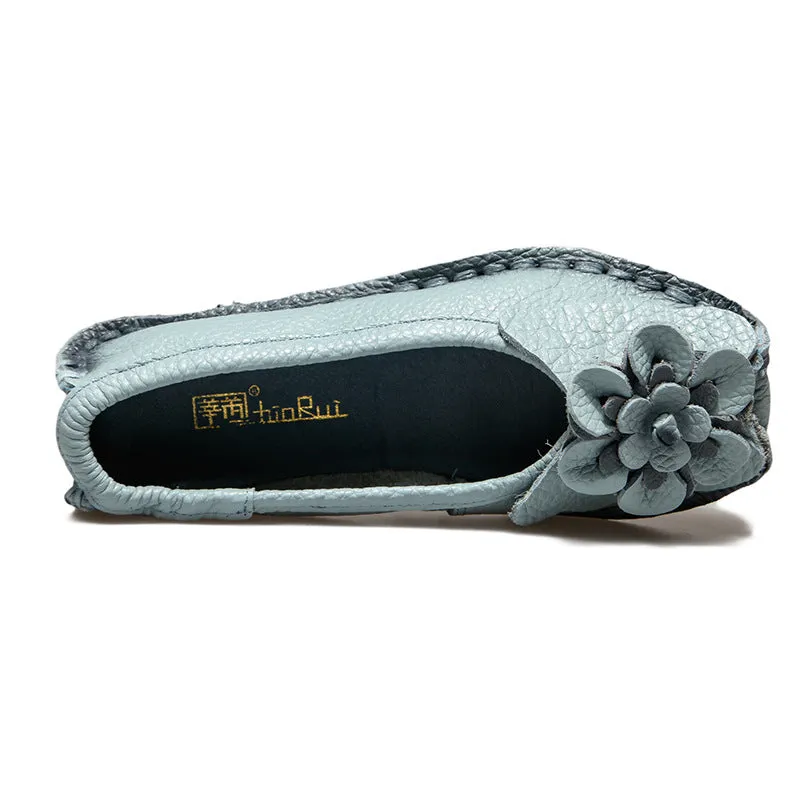 Retro personality folk style comfortable leather soft soled women's shoes