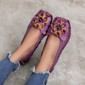 Retro personality folk style comfortable leather soft soled women's shoes