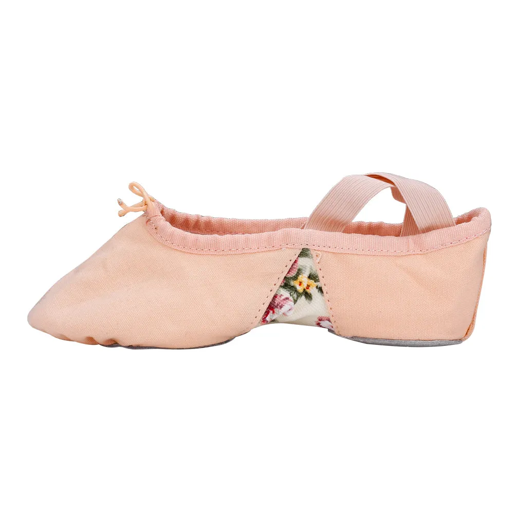 Split Sole Canvas Ballet Shoe Women Slip on Flower Flats