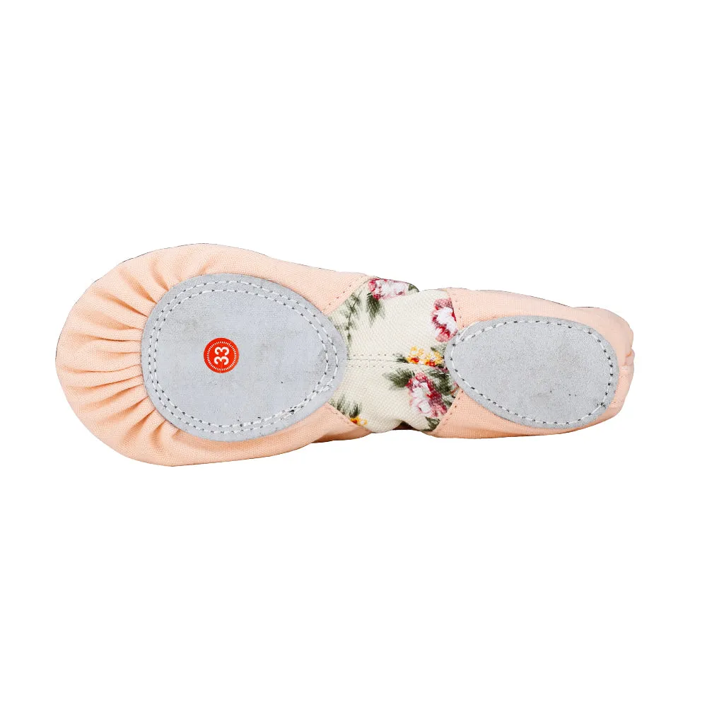 Split Sole Canvas Ballet Shoe Women Slip on Flower Flats