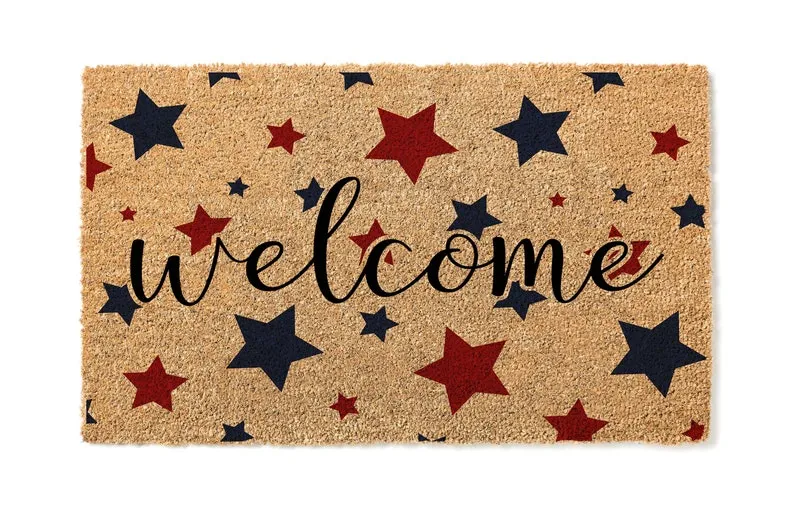 Star Spangled Welcome Door Mat | Patriotic Door Mat | Independence Day | Housewarming Gift | Closing Gift | Welcome Doormat | American Stars
