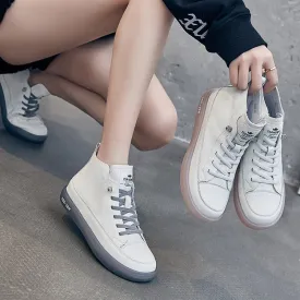 Tilocow Genuine Leather Spring Women Sport Flats For Ladies Casual White Sneakers Shoes Woman Soft Bottom Cross-tied Footwear
