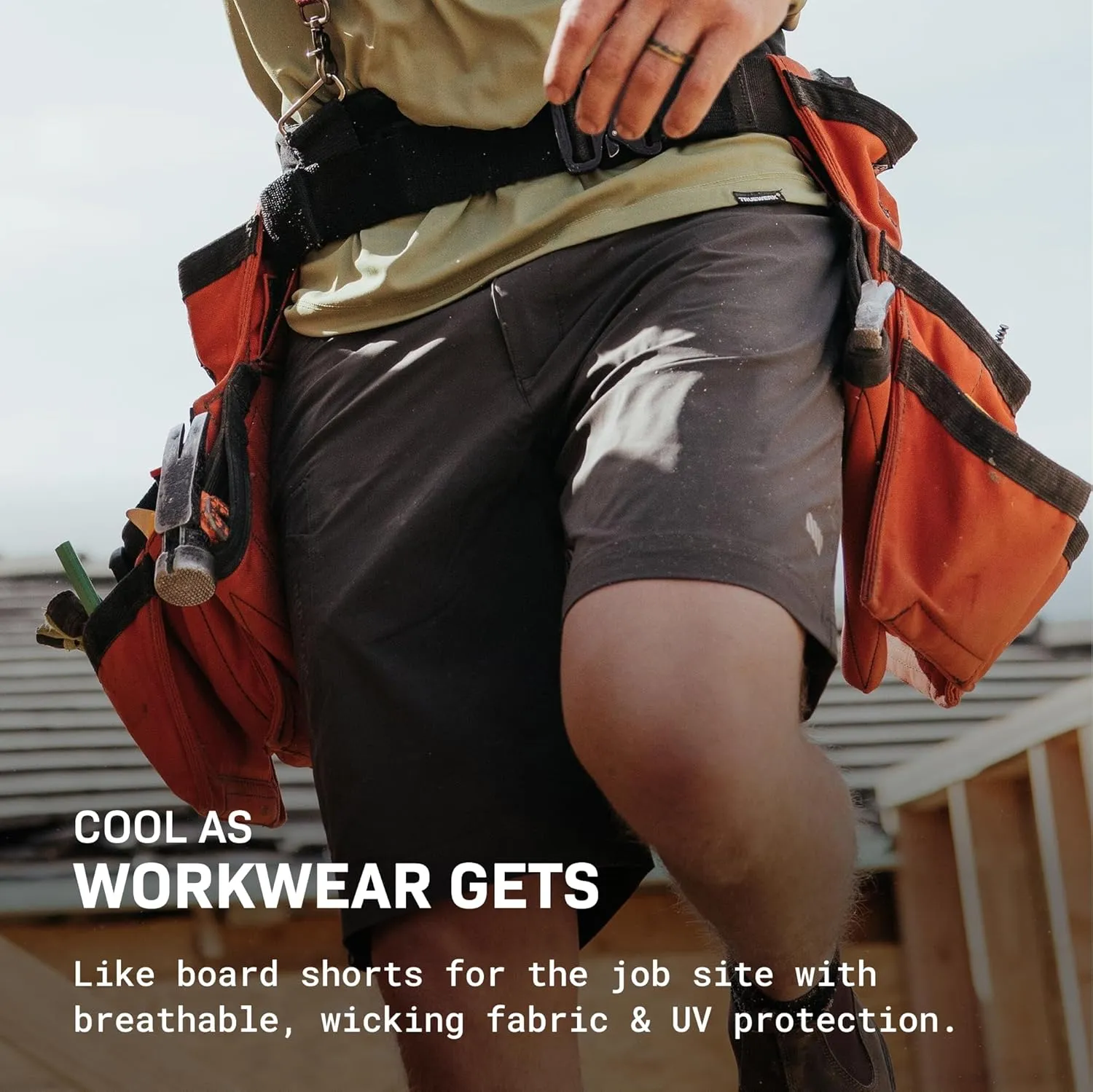 TRUEWERK Men's Workwear Cloud Shorts - Men's Workwear Shorts, Breathable, Moisture Wicking, Technical Work Utility Shorts